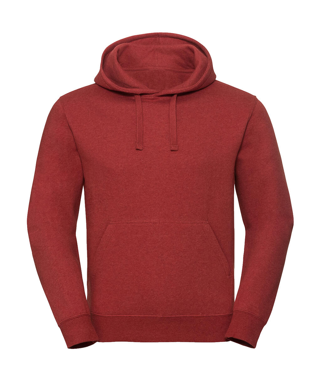Men's Authentic Melange Hooded Sweat in Farbe Brick Red Melange