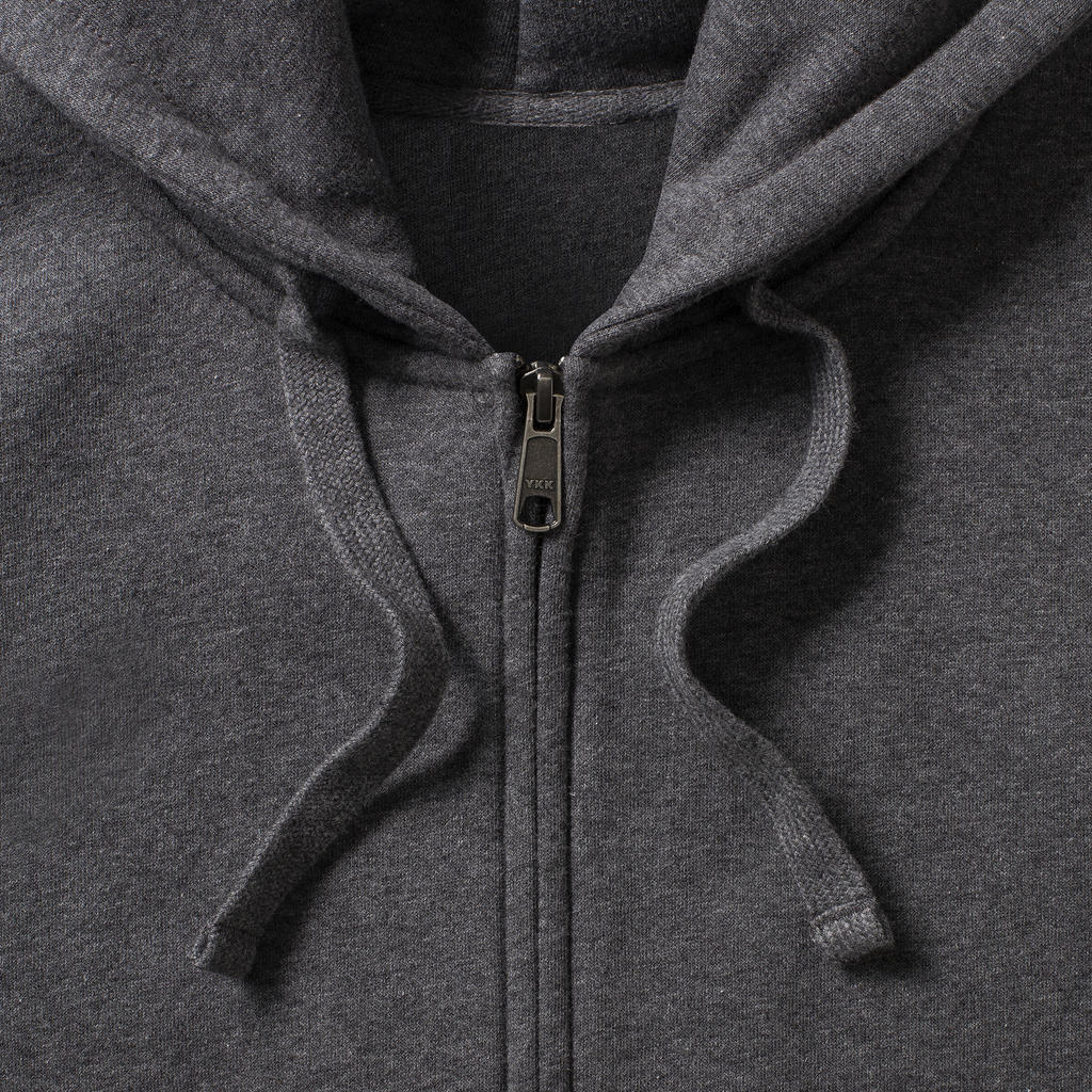 Men's Authentic Melange Zipped Hood Sweat in Farbe Carbon Melange