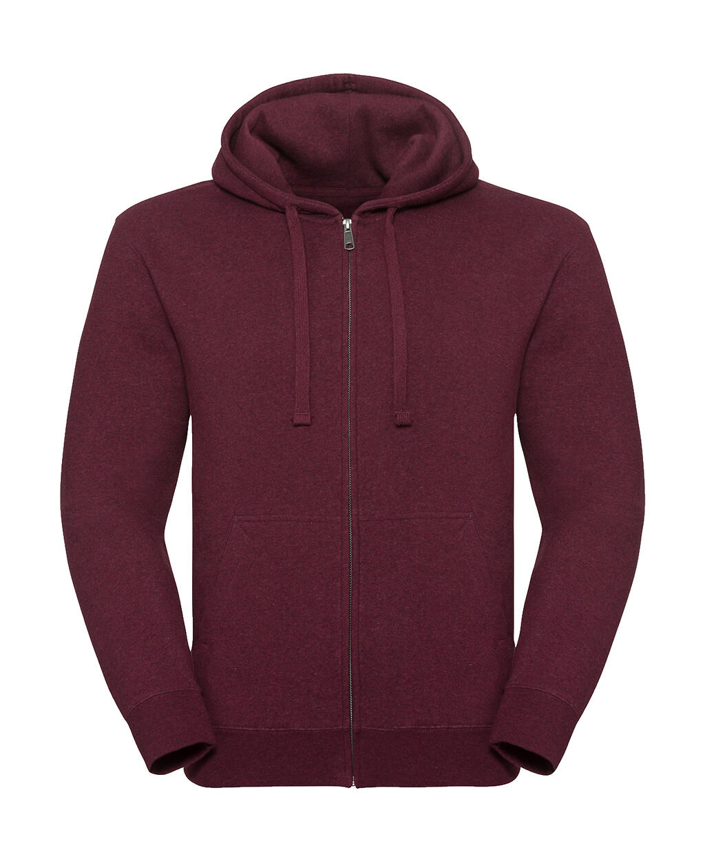 Men's Authentic Melange Zipped Hood Sweat in Farbe Burgundy Melange