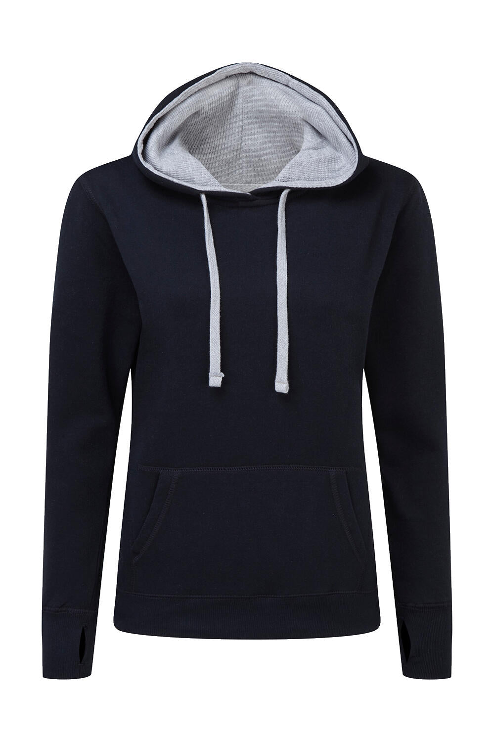 Ladies' Contrast Hoodie in Farbe Navy/Light Oxford