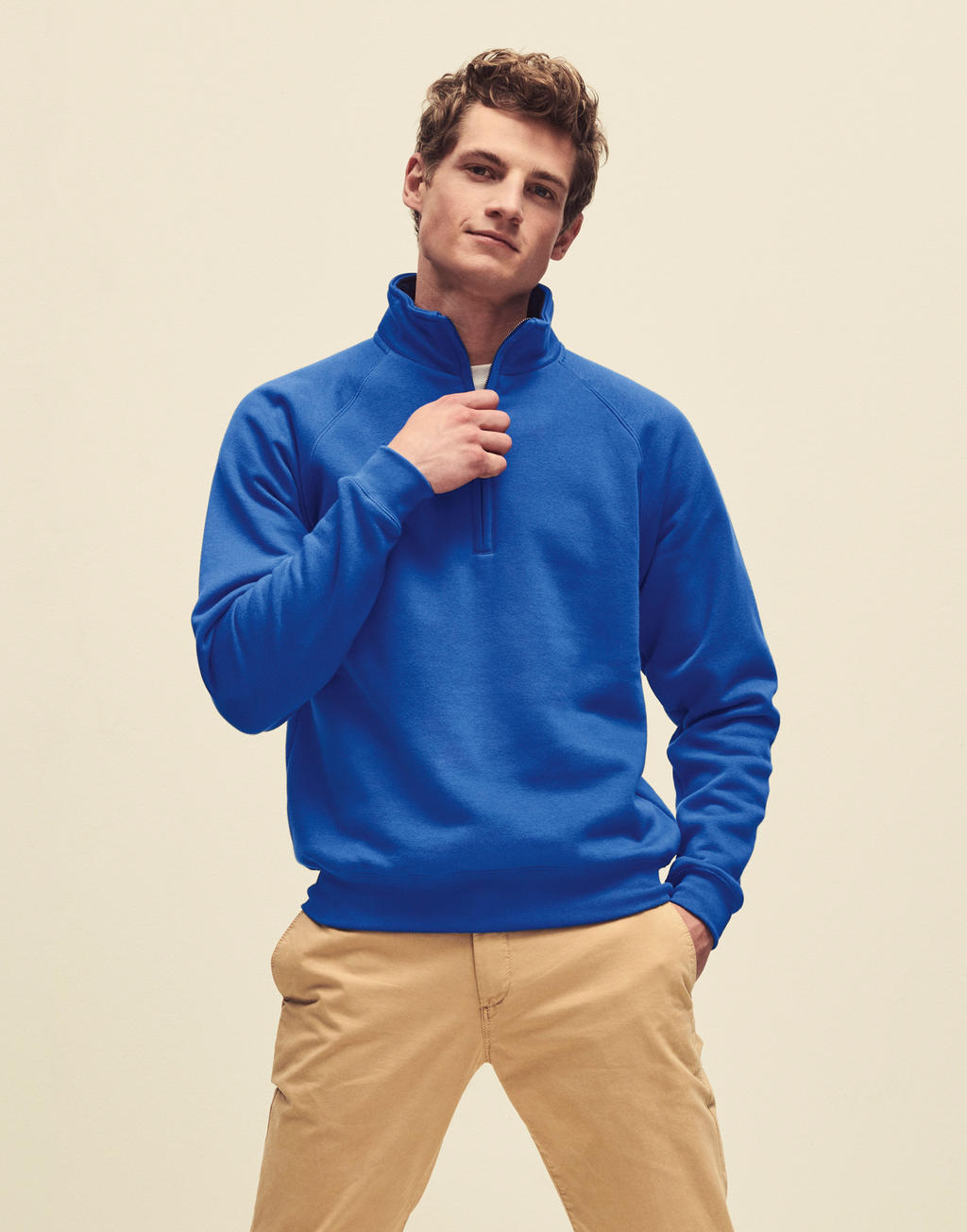 Premium Zip Neck Sweat in Farbe White