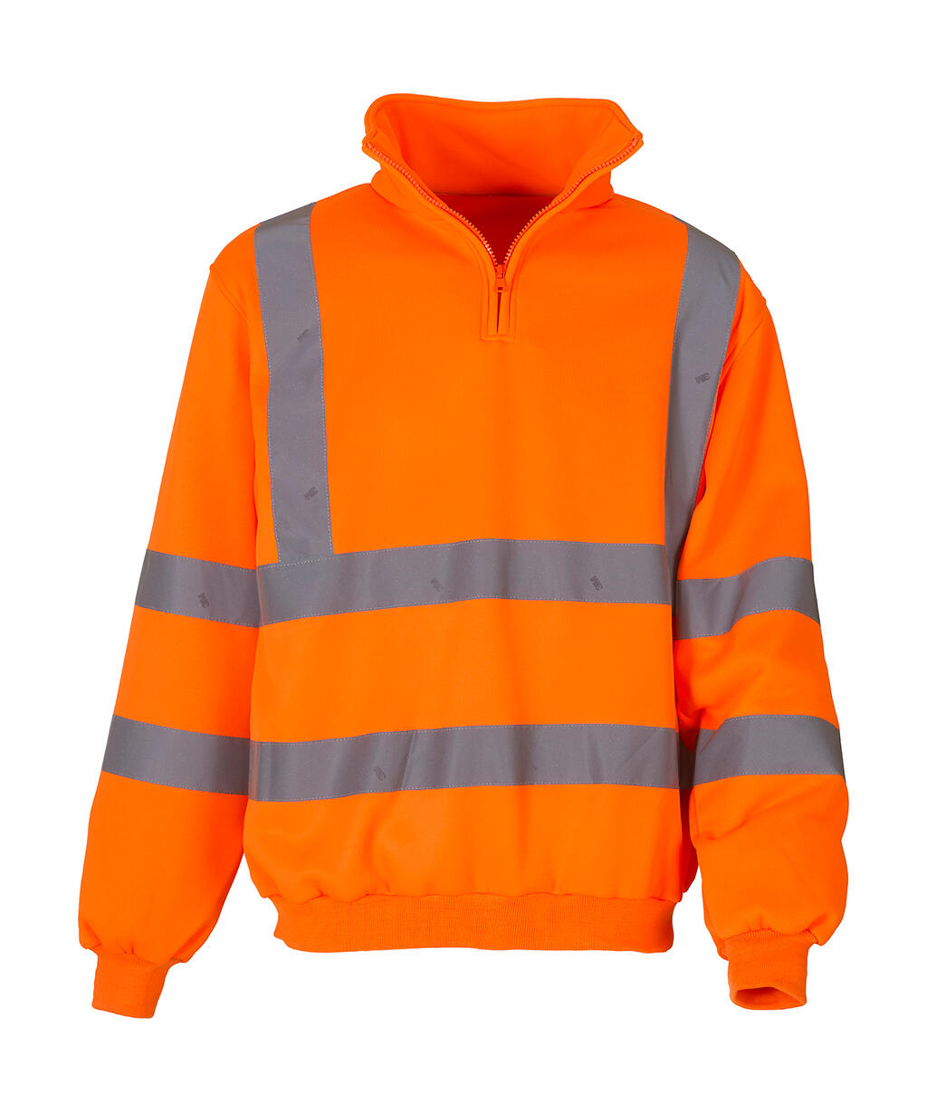 Fluo 1/4 Zip Sweat Shirt in Farbe Fluo Orange