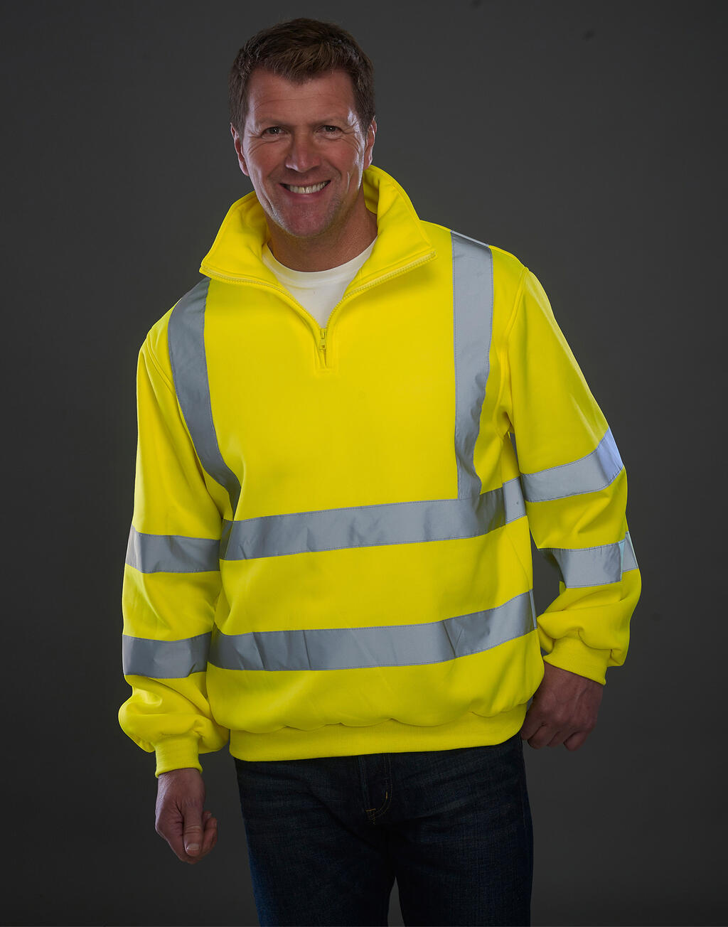 Fluo 1/4 Zip Sweat Shirt in Farbe Fluo Orange