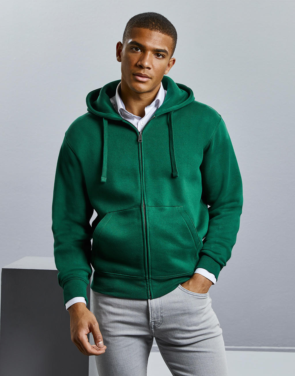Men's Authentic Zipped Hood in Farbe White