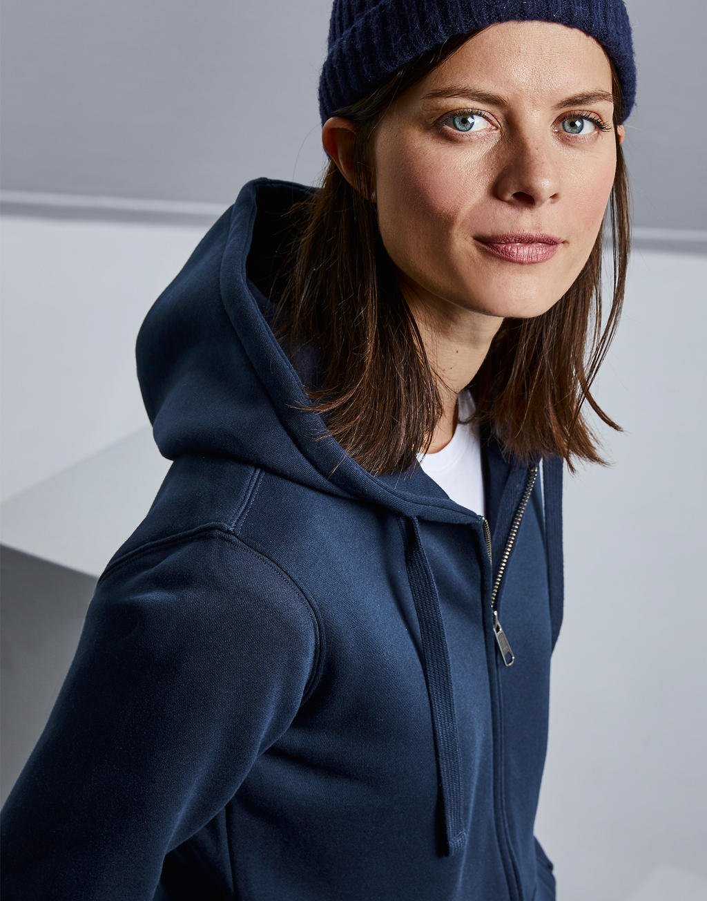 Ladies' Authentic Zipped Hood in Farbe White