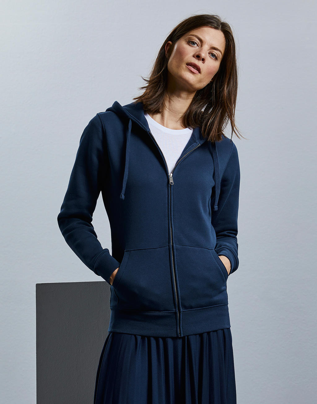 Ladies' Authentic Zipped Hood in Farbe White