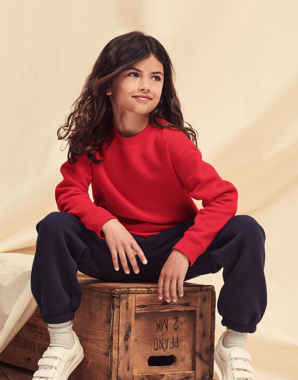 Kids' Premium Set-In Sweat in Farbe White