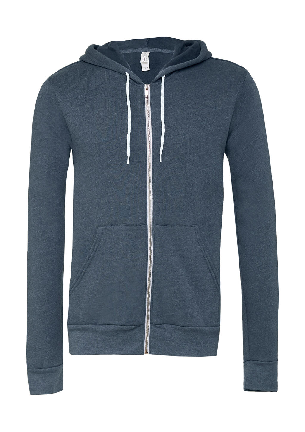 Unisex Poly-Cotton Full Zip Hoodie in Farbe Heather Navy