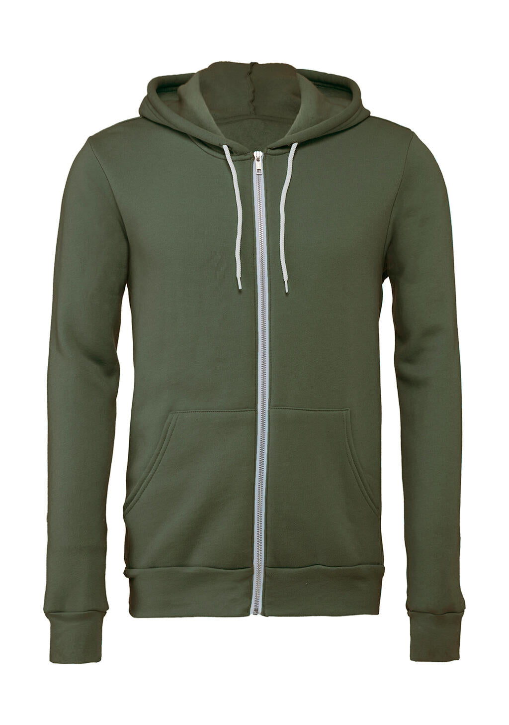 Unisex Poly-Cotton Full Zip Hoodie in Farbe Military Green