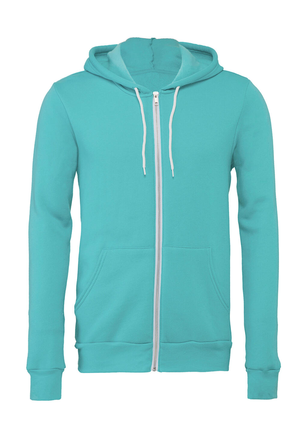 Unisex Poly-Cotton Full Zip Hoodie in Farbe Teal