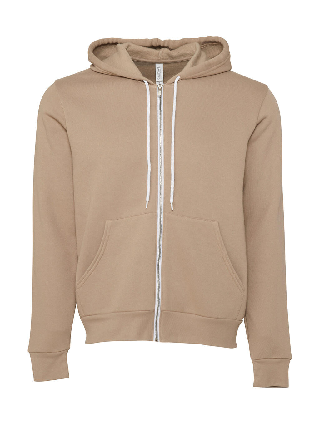 Unisex Poly-Cotton Full Zip Hoodie in Farbe Tan