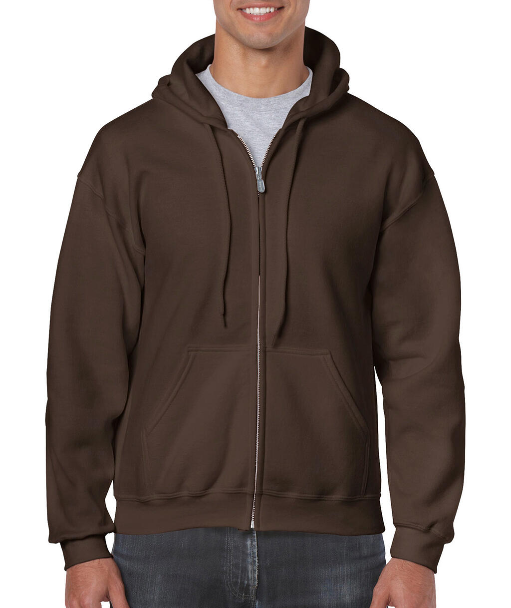Heavy Blend Adult Full Zip Hooded Sweat in Farbe Dark Chocolate