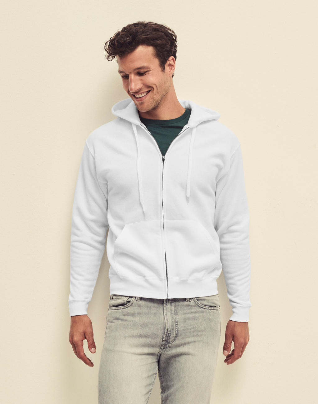 Classic Hooded Sweat Jacket in Farbe White