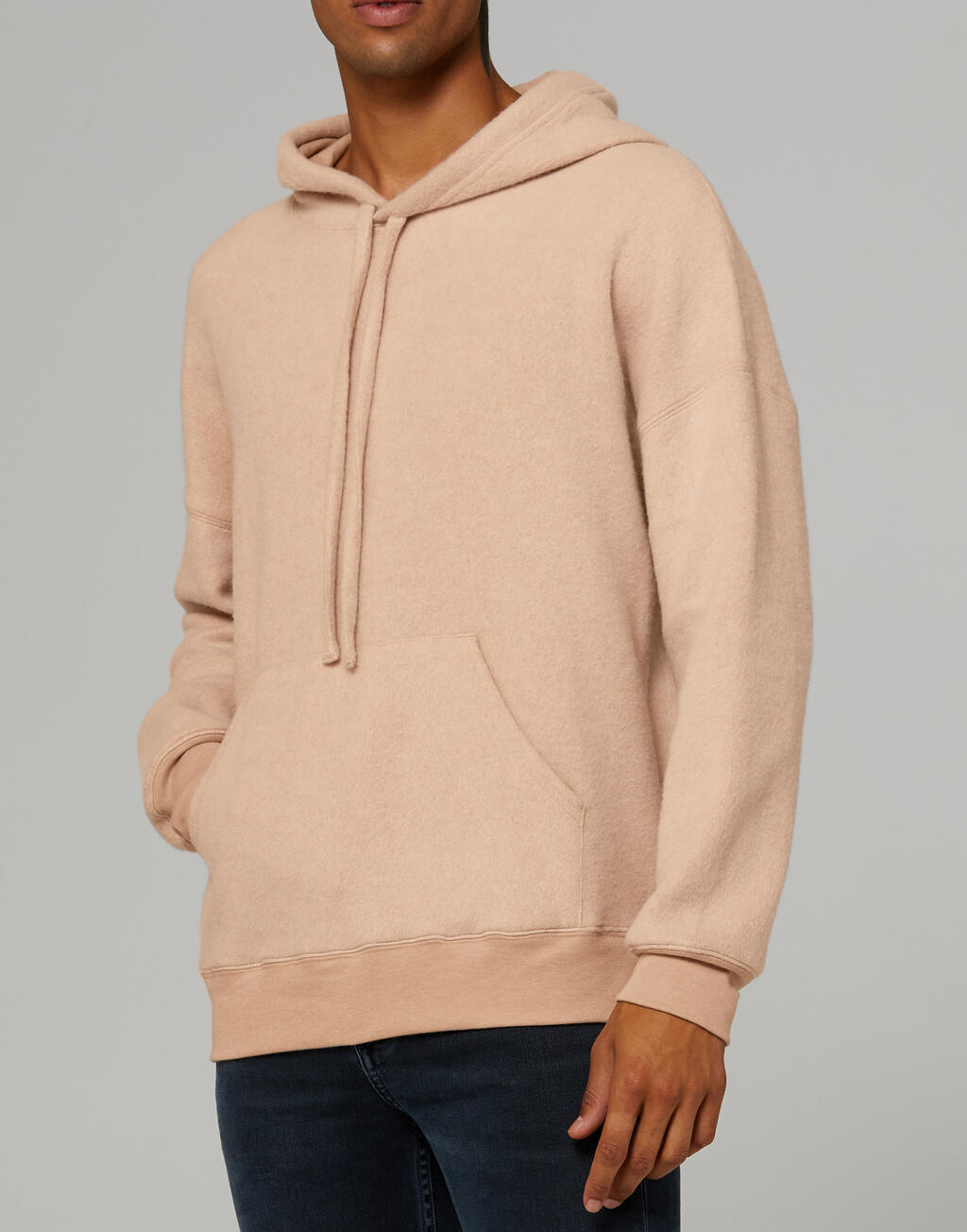 Unisex Sueded Fleece Pullover Hoodie in Farbe Heather Oat