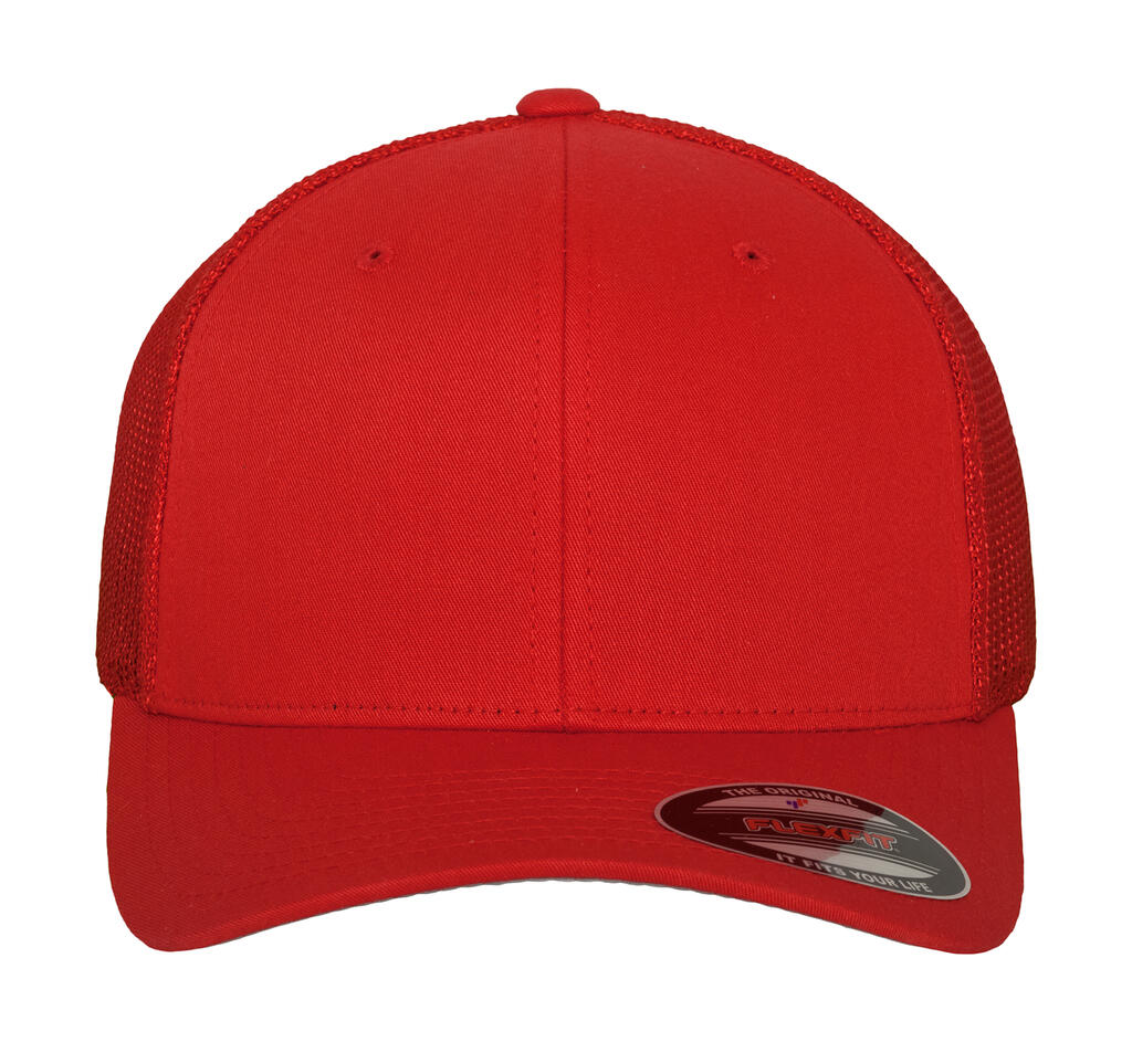 Mesh Cotton Twill Trucker Cap in Farbe Red