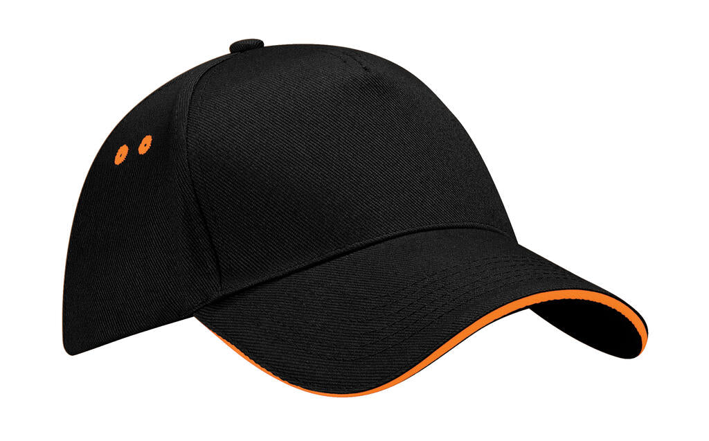 Ultimate 5 Panel Cap - Sandwich Peak in Farbe Black/Orange