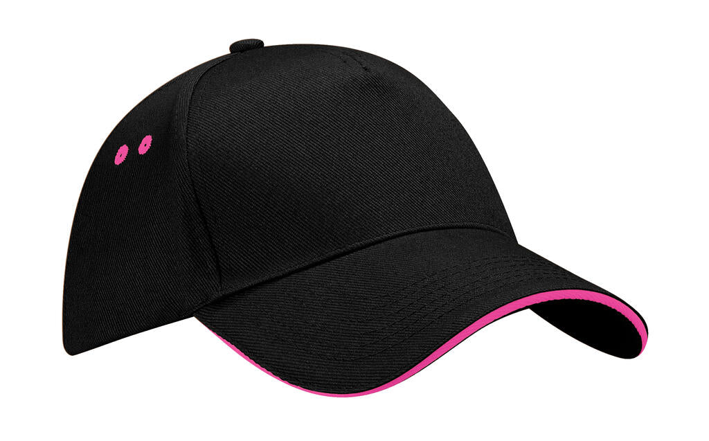 Ultimate 5 Panel Cap - Sandwich Peak in Farbe Black/Fuchsia