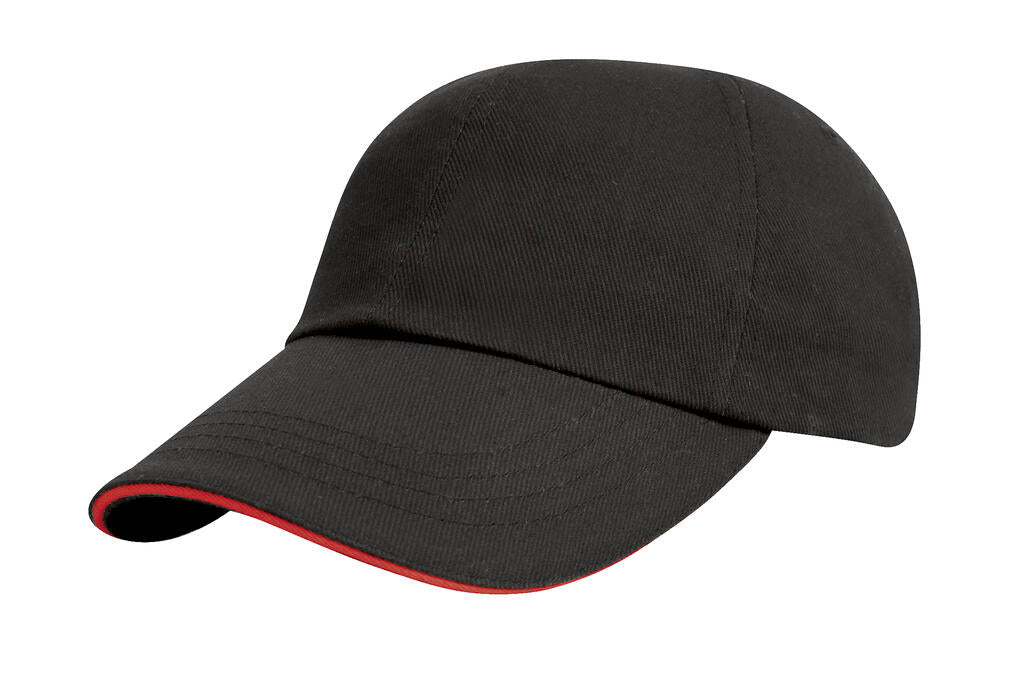 Brushed Cotton Sandwich Cap in Farbe Black/Red