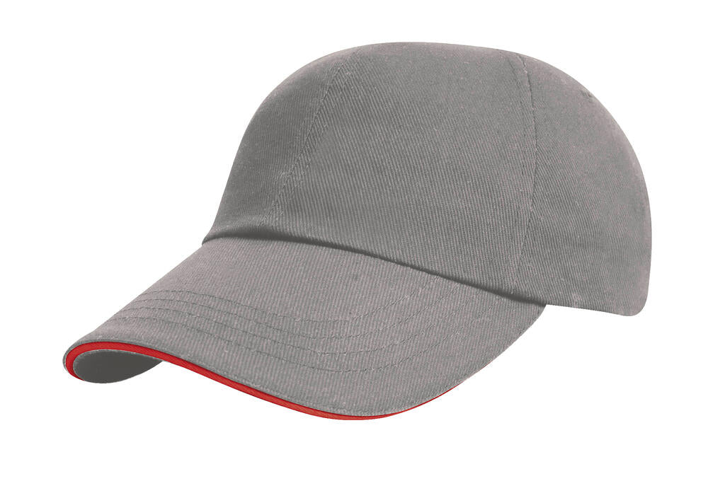 Brushed Cotton Sandwich Cap in Farbe Grey/Red