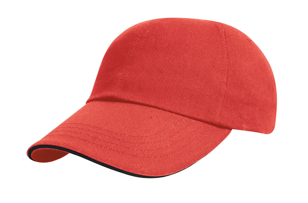 Brushed Cotton Sandwich Cap in Farbe Red/Black