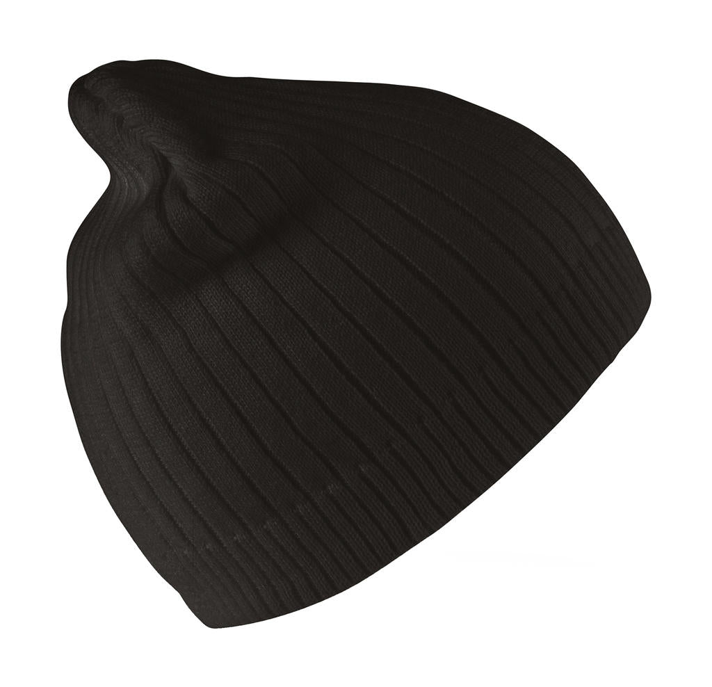 Delux Double Knit Cotton Beanie Hat in Farbe Black