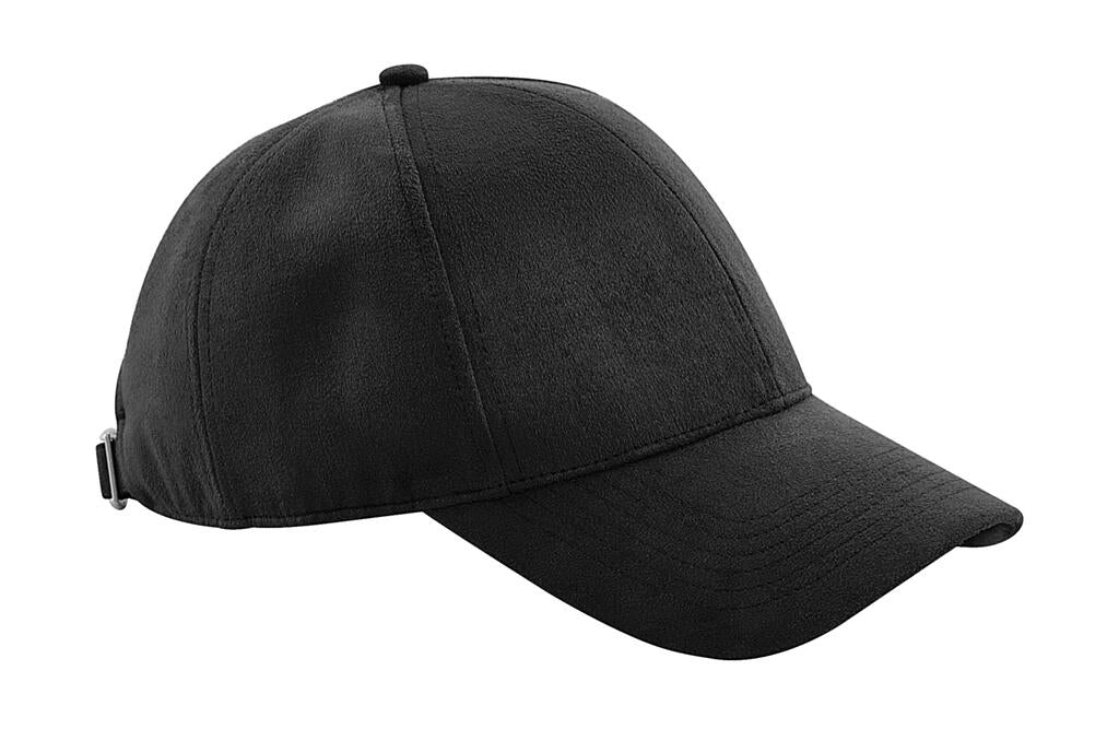 Faux Suede 6 Panel Cap in Farbe Black