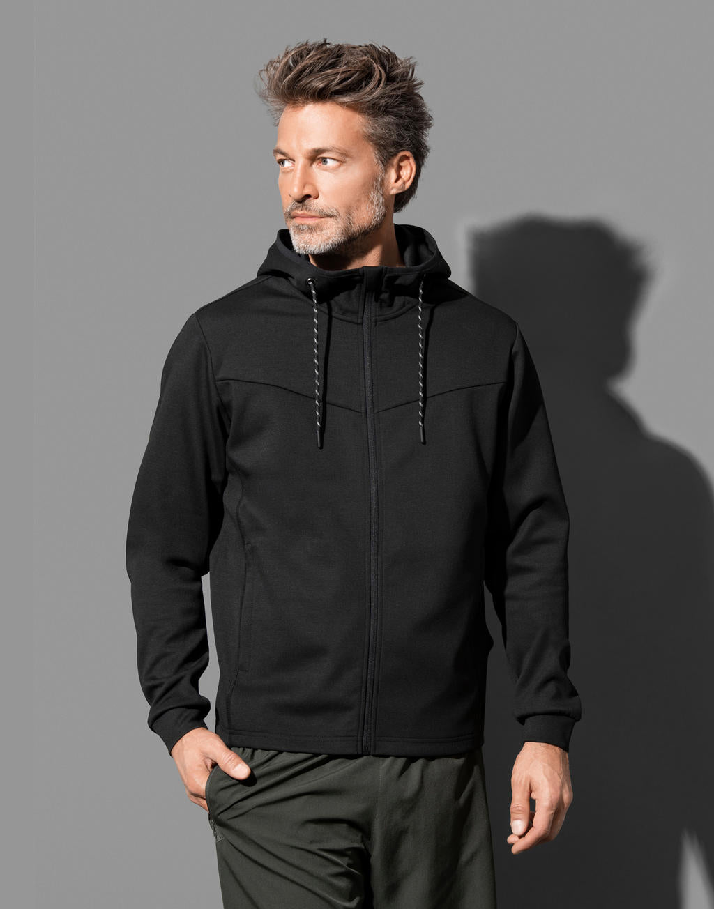 Recycled Scuba Jacket Men in Farbe Black Opal