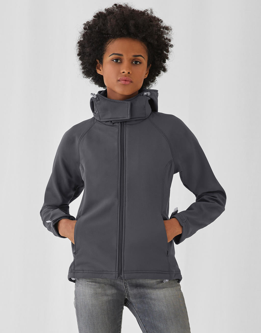 Hooded Softshell/women in Farbe White