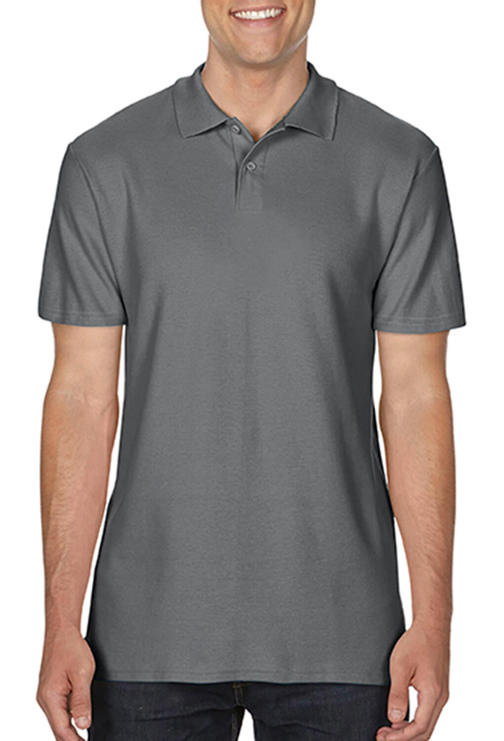 Softstyle® Adult Double Pique Polo in Farbe Charcoal