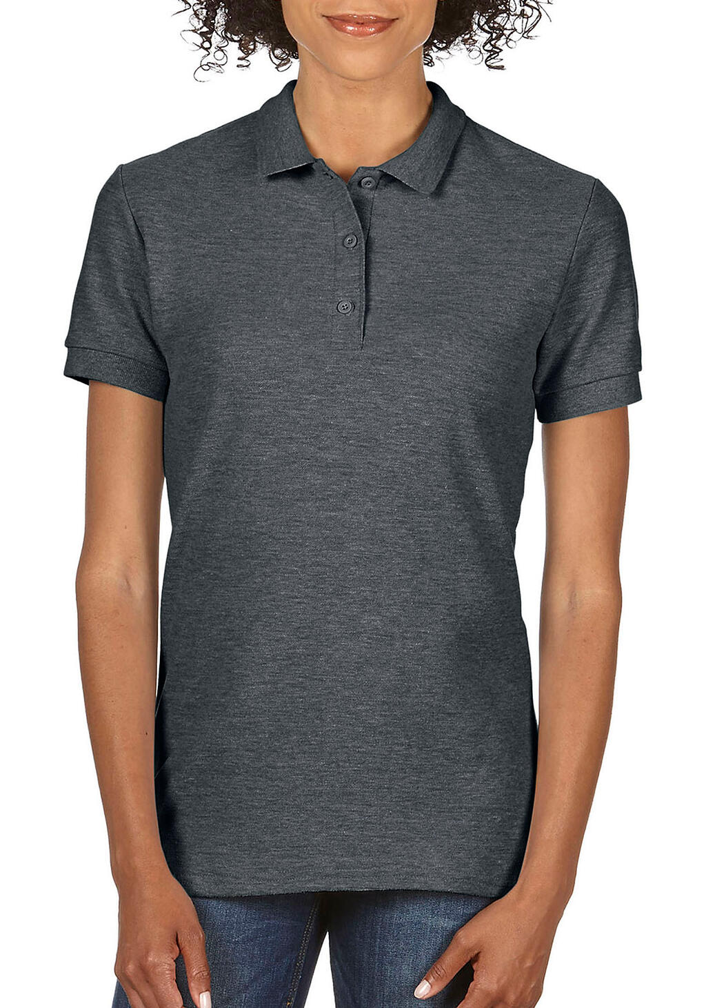 Premium Cotton Ladies' Double Piqué Polo in Farbe Dark Heather
