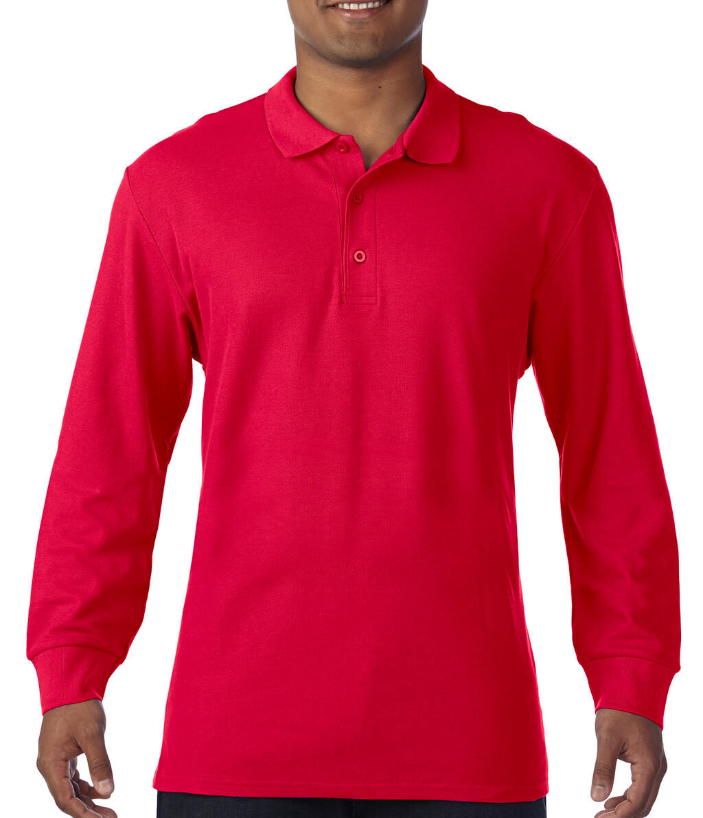 Premium Cotton Adult Double Piqué Polo LS in Farbe Red