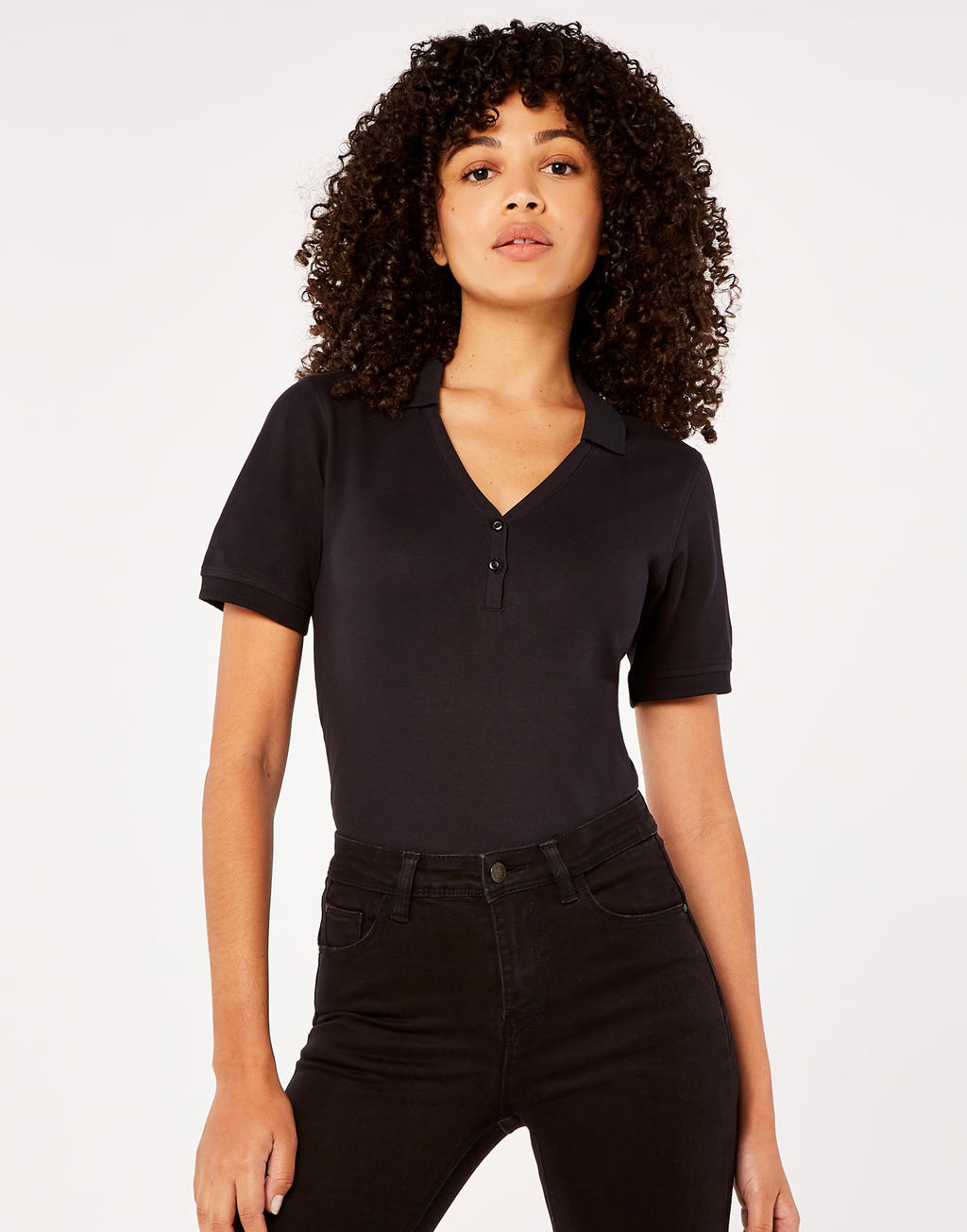 Women's Regular Fit Comfortec® V Neck Polo in Farbe White