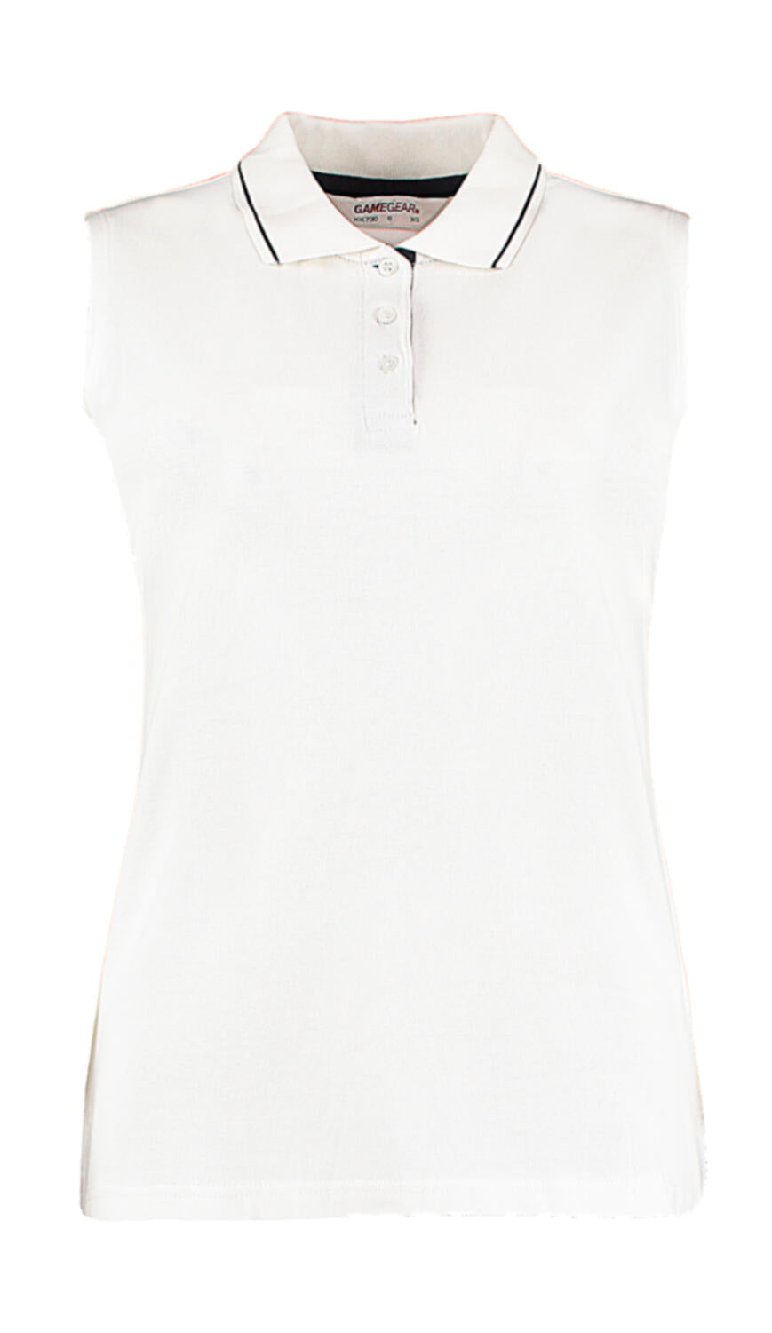 Women's Classic Fit Sleeveless Polo in Farbe White/Navy