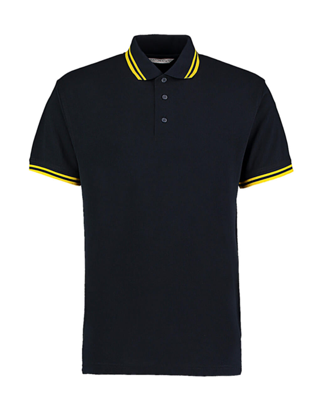 Classic Fit Tipped Collar Polo in Farbe Navy/Sun Yellow