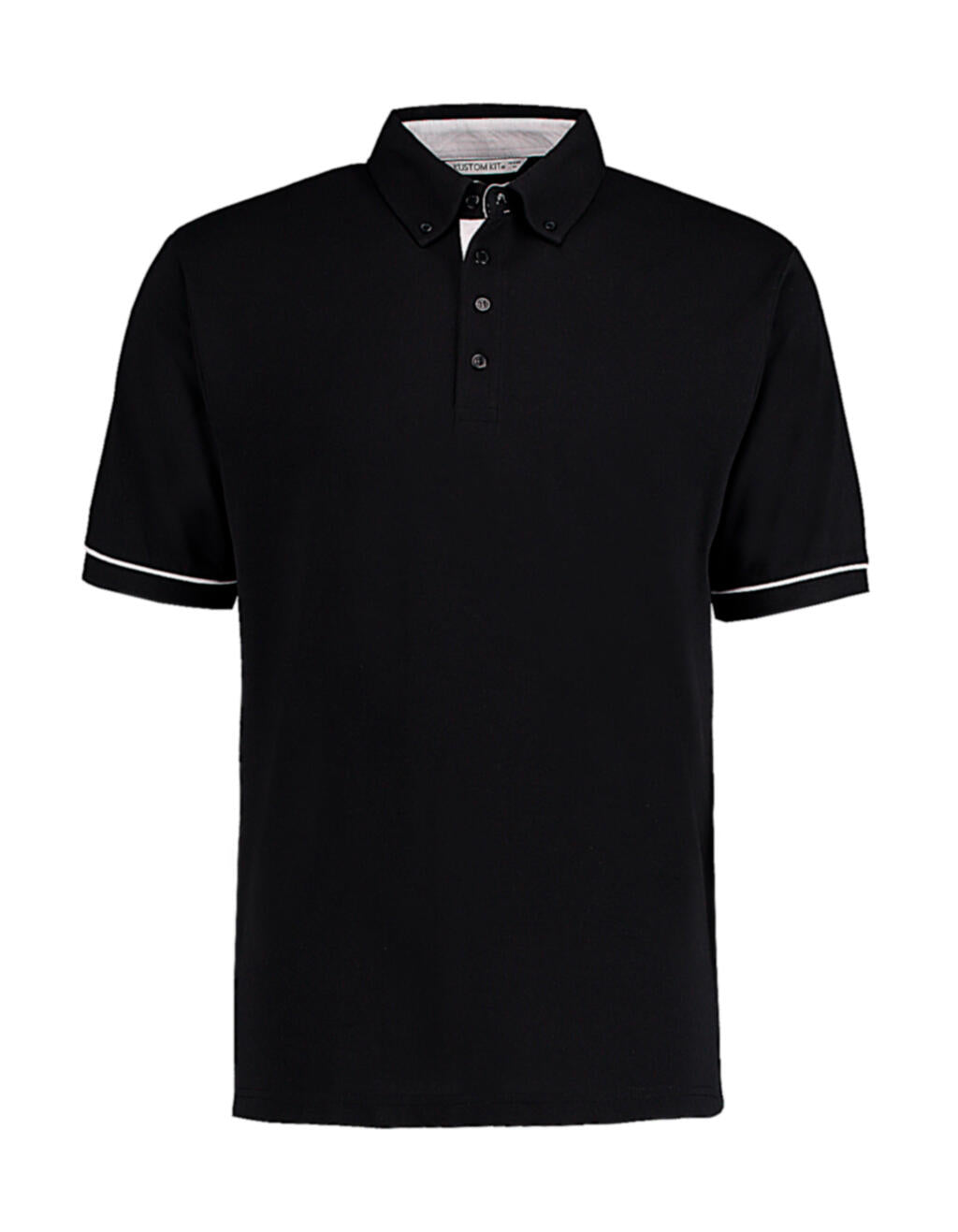 Classic Fit Button Down Contrast Polo Shirt in Farbe Black/White