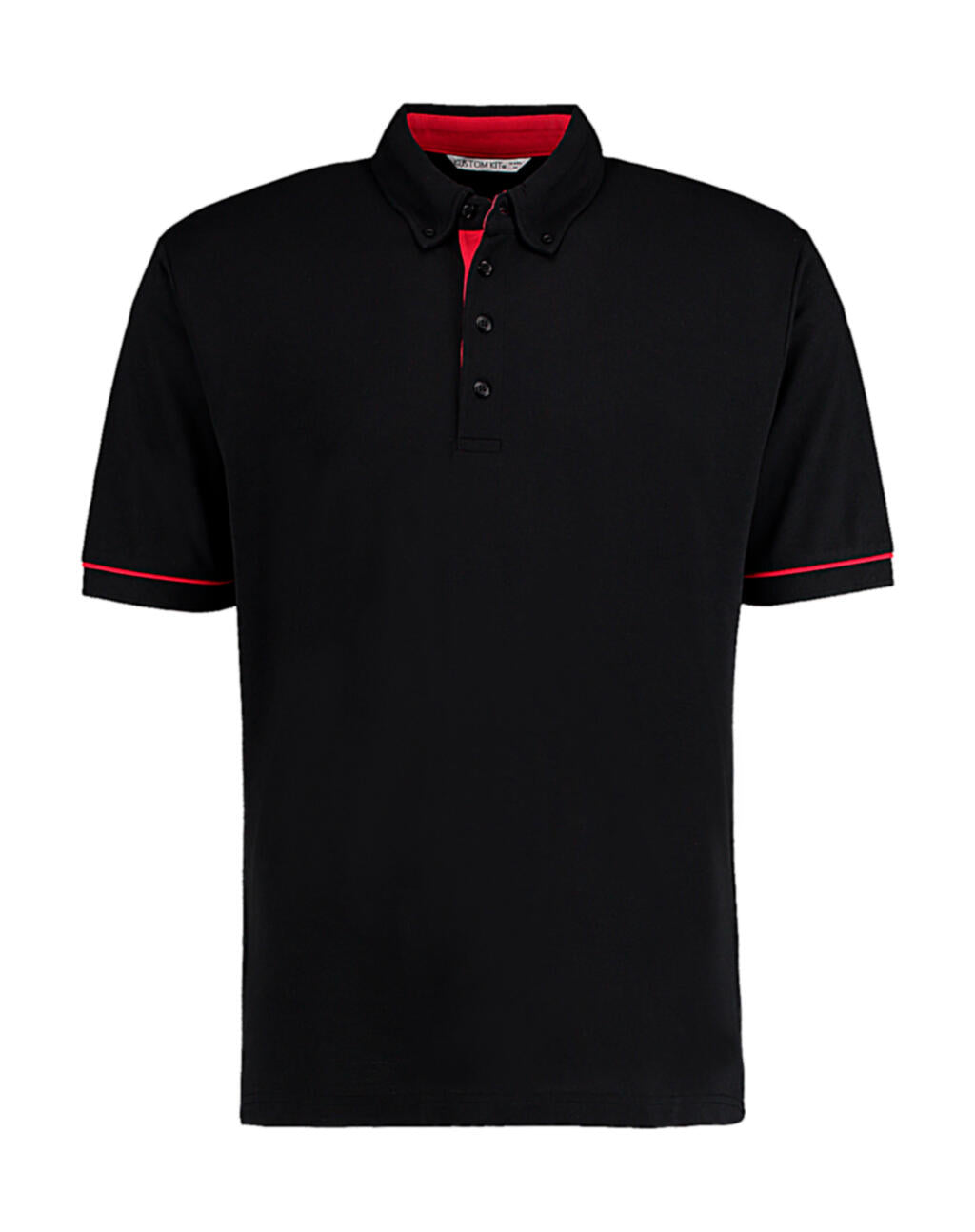 Classic Fit Button Down Contrast Polo Shirt in Farbe Black/Red