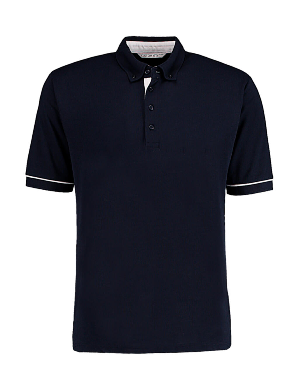 Classic Fit Button Down Contrast Polo Shirt in Farbe Navy/White