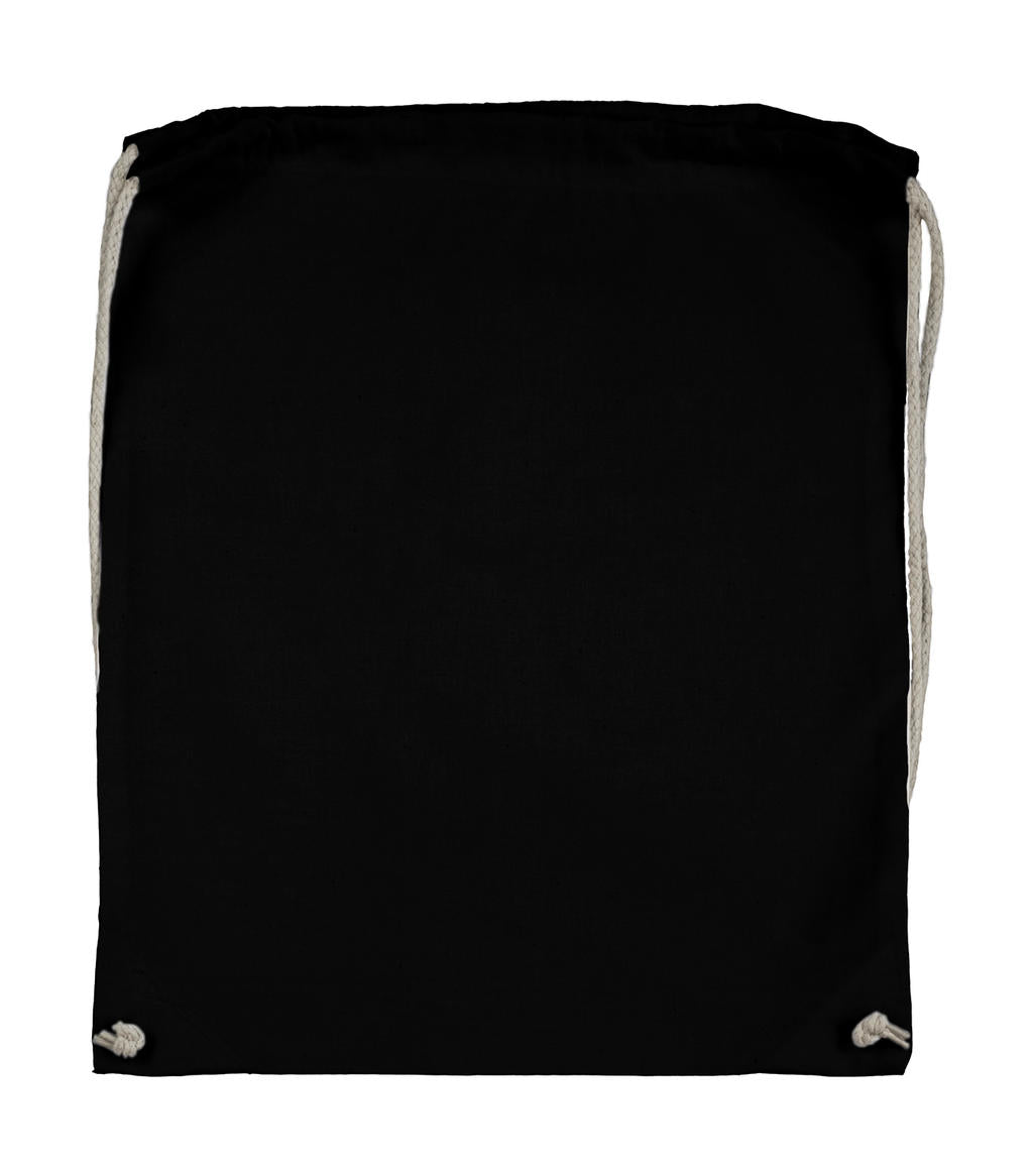 Cotton Drawstring Backpack in Farbe Black