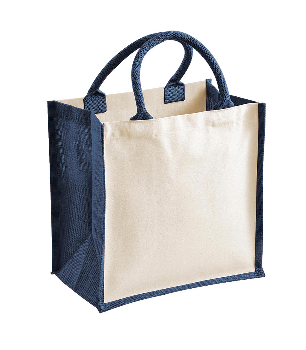 Printers' Midi Jute Bag in Farbe Navy