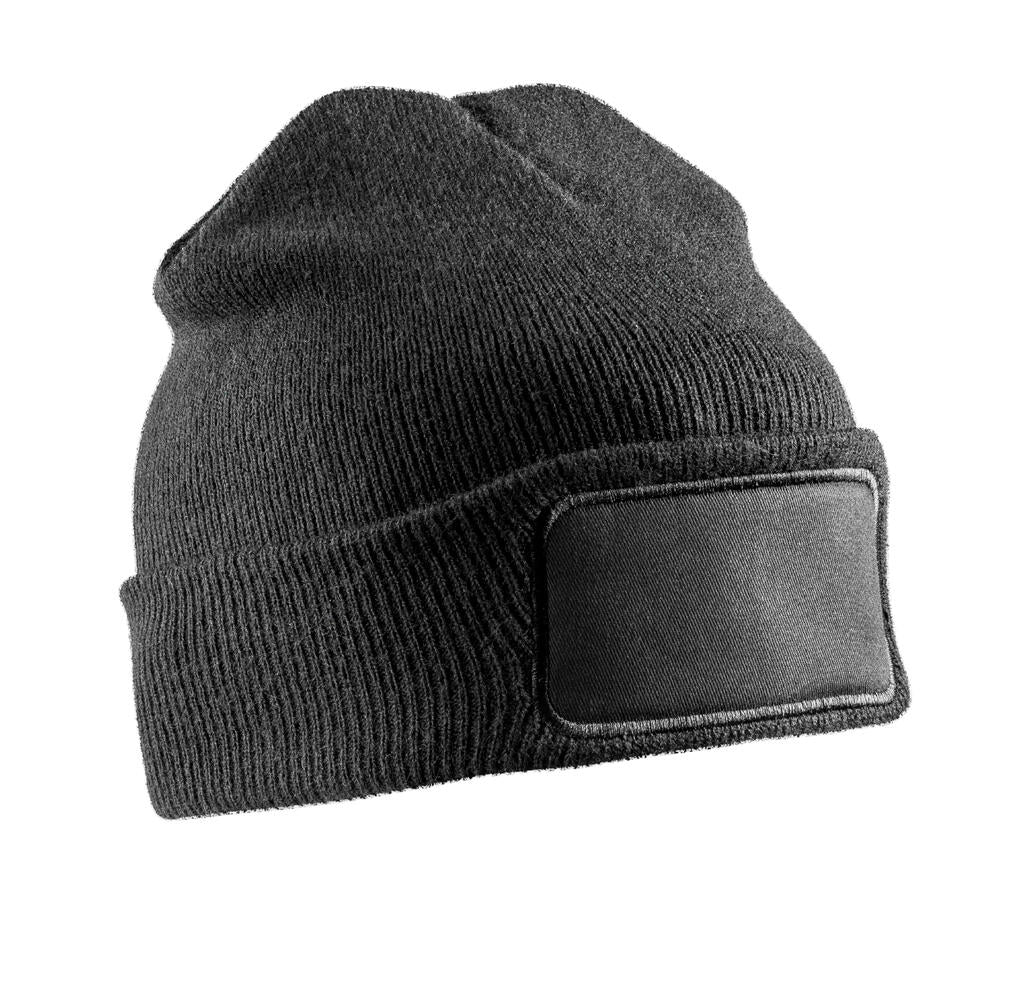 Recycled Double Knit Printers Beanie in Farbe Black