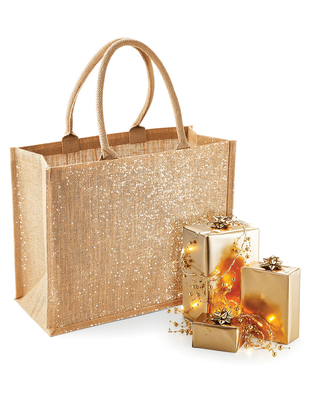 Shimmer Jute Shopper in Farbe Natural/Gold