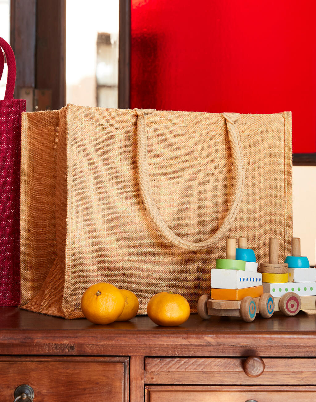 Shimmer Jute Shopper in Farbe Natural/Gold