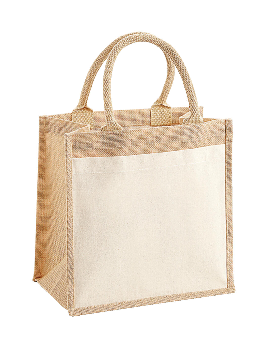 Cotton Pocket Jute Midi Tote in Farbe Natural