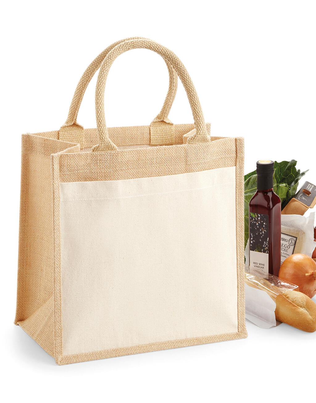 Cotton Pocket Jute Midi Tote in Farbe Natural
