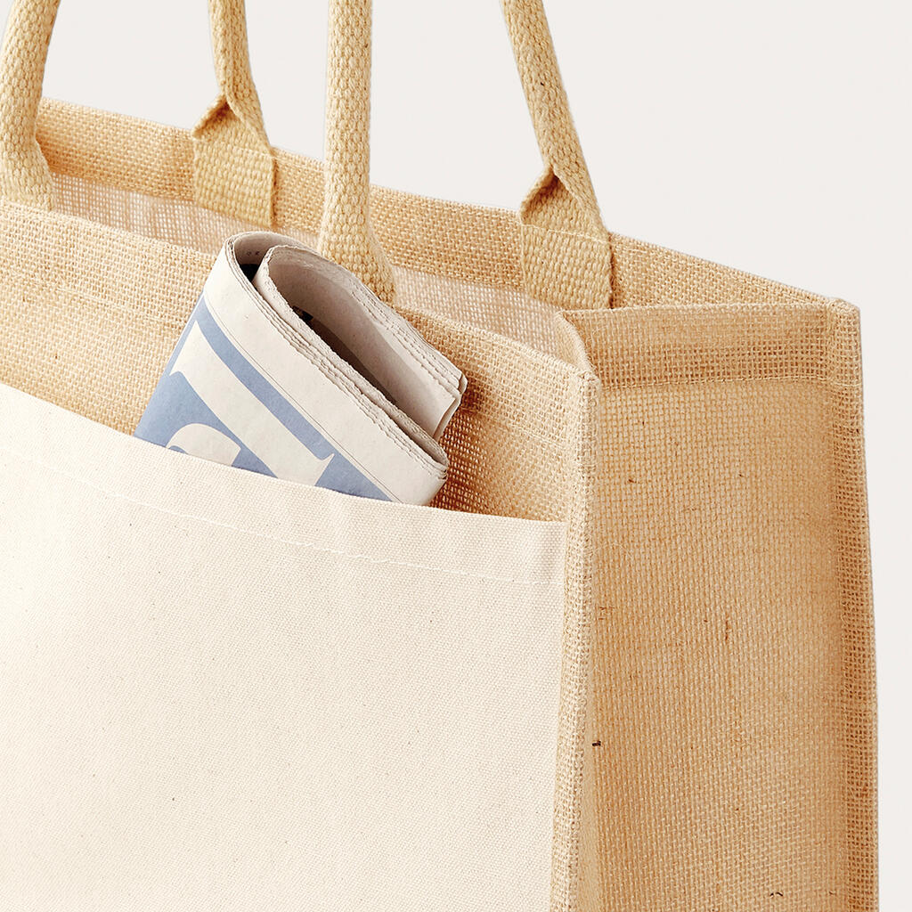 Cotton Pocket Jute Shopper in Farbe Natural