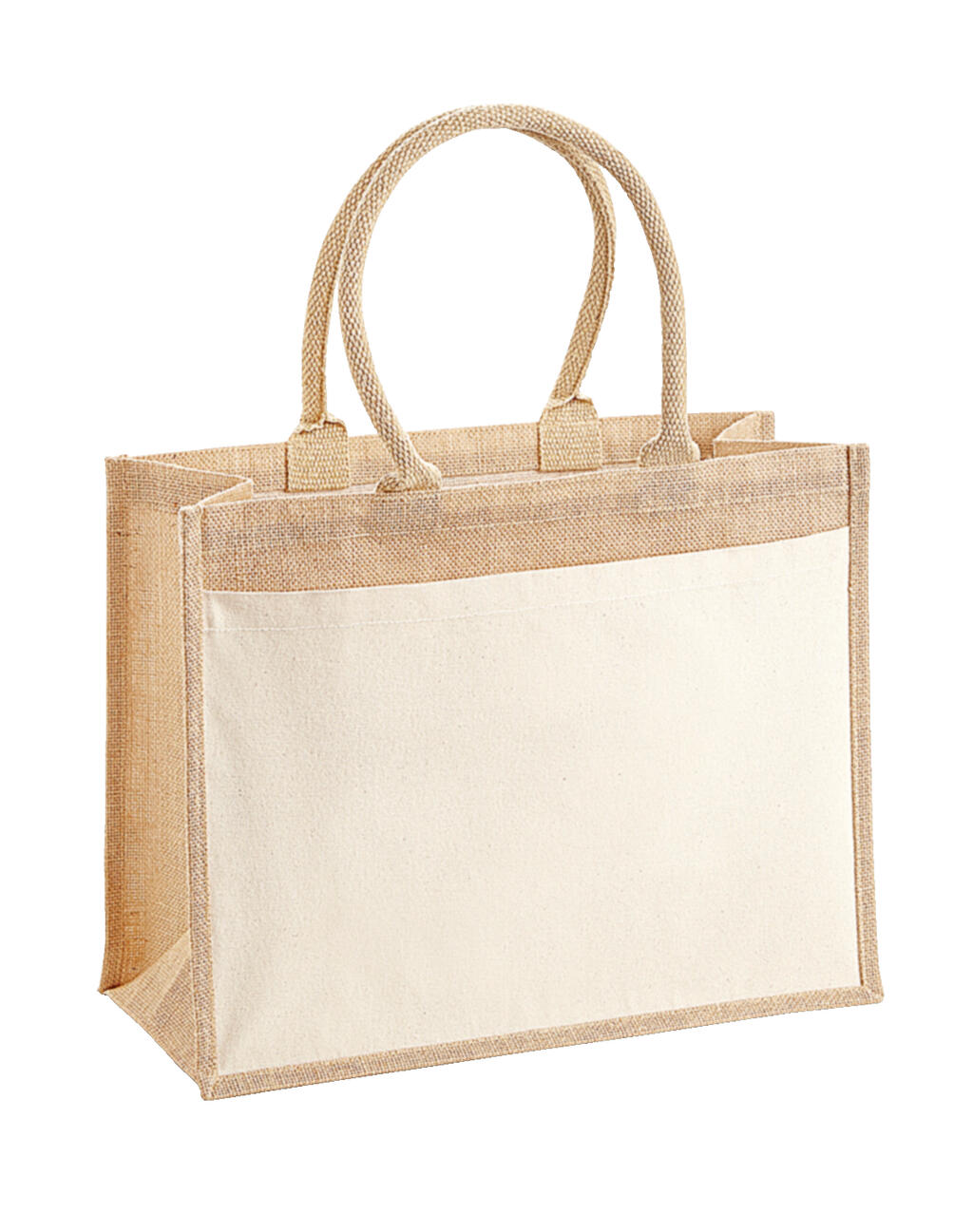 Cotton Pocket Jute Shopper in Farbe Natural
