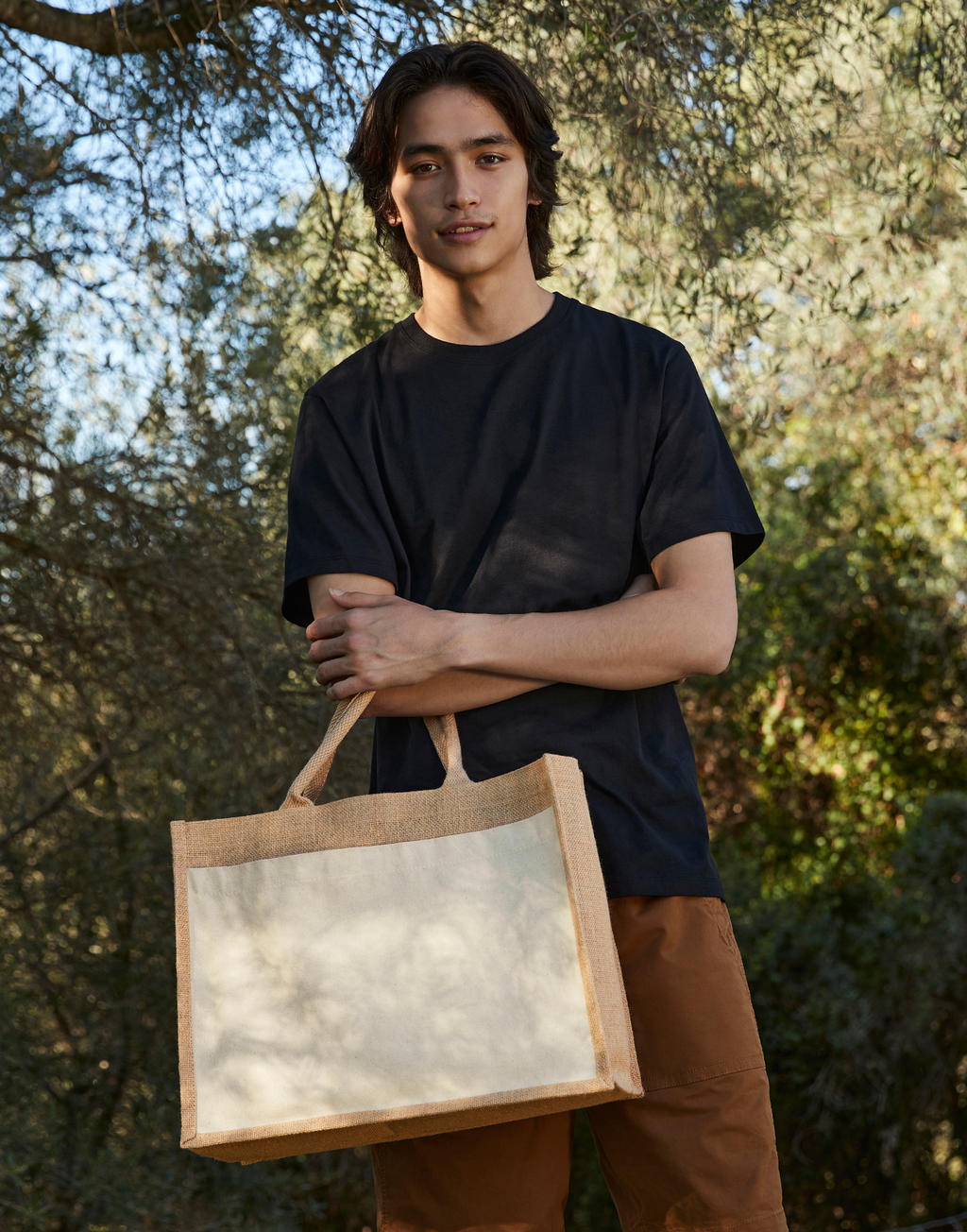 Cotton Pocket Jute Shopper in Farbe Natural