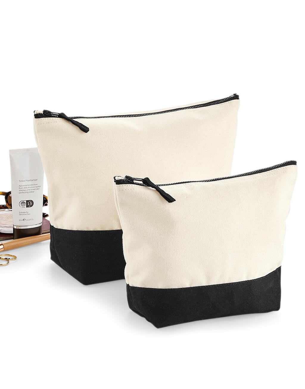Dipped Base Canvas Accessory Bag in Farbe Natural/Black