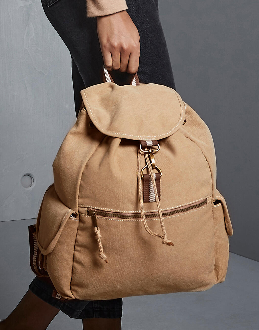 Vintage Canvas Backpack in Farbe Vintage Black