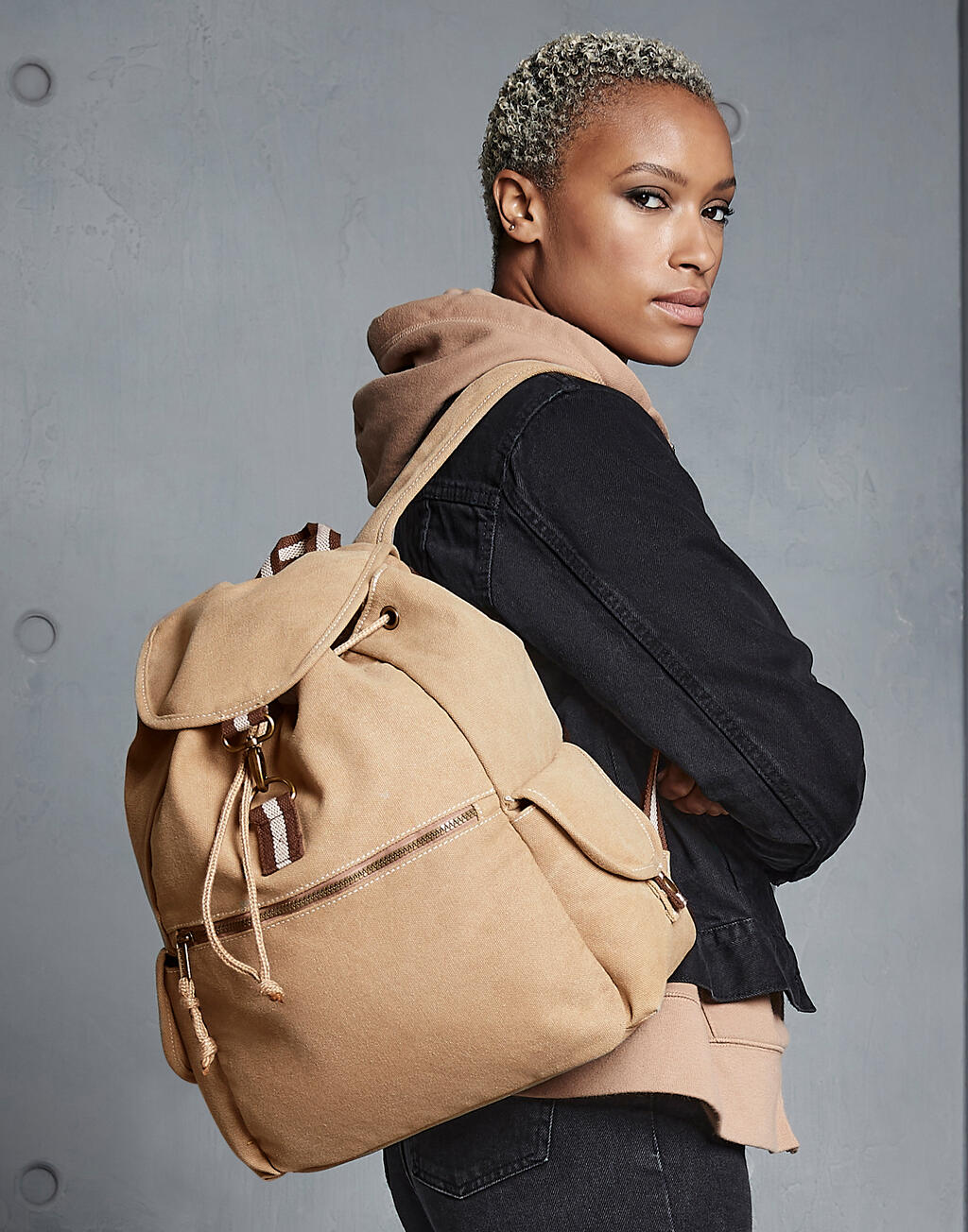 Vintage Canvas Backpack in Farbe Vintage Black
